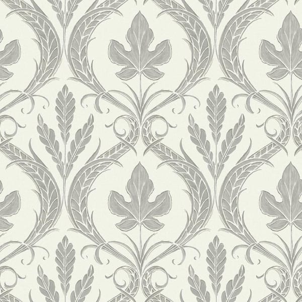 York Wallcoverings 56 sq ft. Gray Adirondack Damask Pre-Pasted Wallpaper