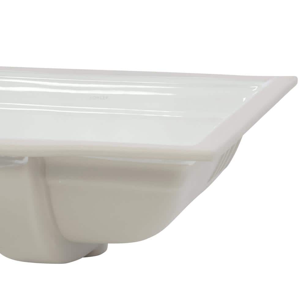 White Rectangular Ceramic Undermount Bathroom Sink