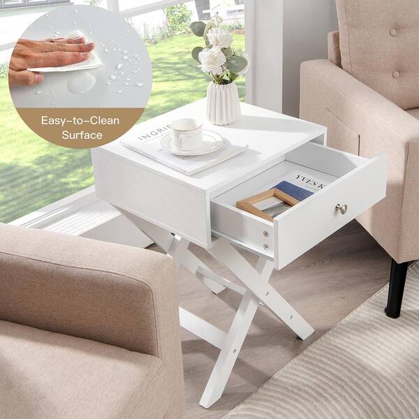 X-shaped bedside table with single drawer coffee store table for bedroom living room