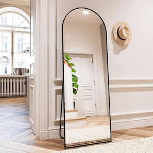 22 in. W x 65 in. H Modern Arched Shape Aluminum Alloy Framed Standing Mirror Full Length Floor Mirror in Black