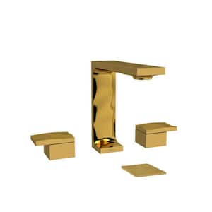 Reflet 8 in. Widespread Double-Handle Bathroom Faucet with Drain Kit Included in Brushed Gold