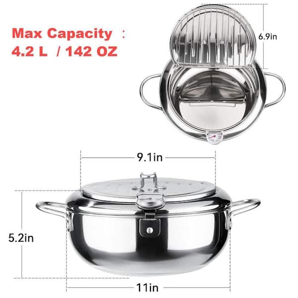 4.6 qt. Stainless Steel Stock Pot in Silver with Temperature