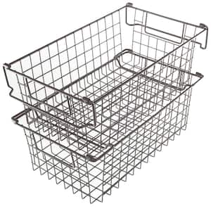 Set of 2 Storage Bins - Basket Set for Toy, Kitchen, Closet, and Bathroom Storage Organizers with Handles (Brown)