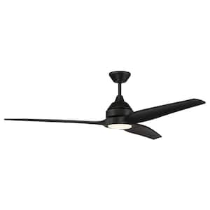 Limerick 60 in. Indoor/Outdoor Flat Black Ceiling Fan with Integrated LED Light and Remote/Wall Control Included