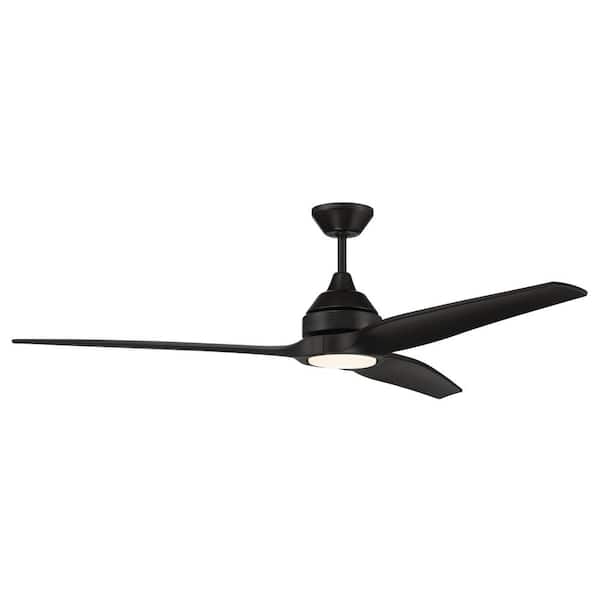 CRAFTMADE Limerick 60 in. Indoor/Outdoor Flat Black Ceiling Fan with Integrated LED Light and Remote/Wall Control Included