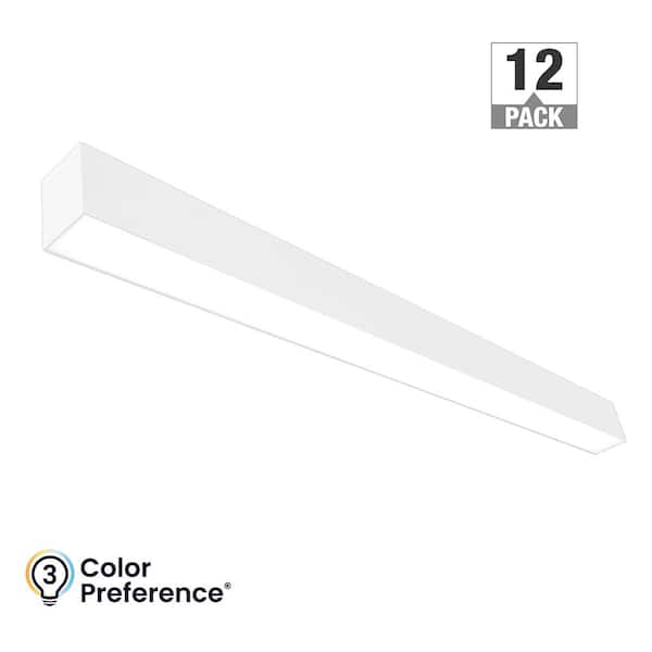 ETI LIGHTING 12-Pack 4 ft. Integrated LED White Strip Light Fixture Architectural Linear 3000K 4000K 5000K 4600LM 120-277V Dimmable