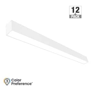 4 ft. 64-Watt Equivalent Integrated LED White Strip Light Fixture Architectural Linear 4600 Lumens Dimmable (12-Pack)