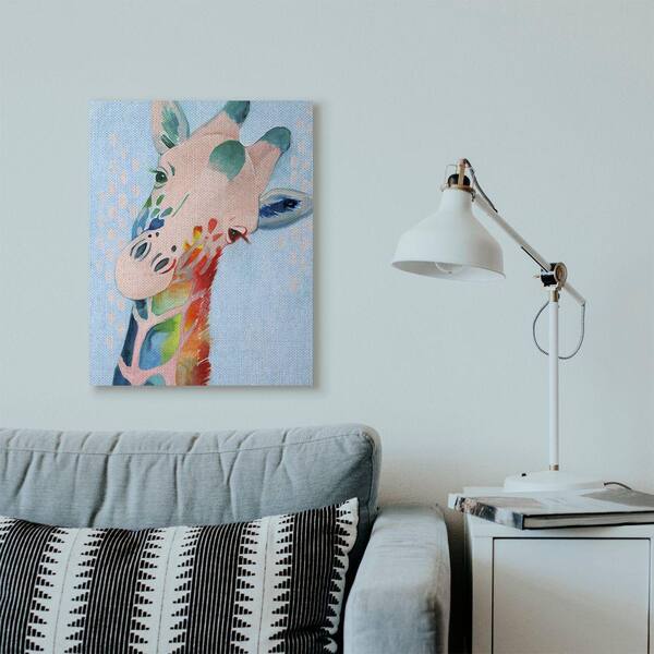 Stupell Industries 24 In X 30 In Colorful Abstract Giraffe Rainbow Blue Drawing By Grace Popp Canvas Wall Art p 314 Cn 24x30 The Home Depot
