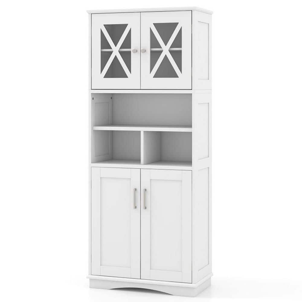 23.5 in. W x 12 in. D x 57 in. H White Bathroom Linen Cabinet with Acrylic Doors and 3 Cubes price history on PriceWatchPro