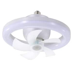 10 in. LED White Indoor Dimmable Flush Mount Ceiling Fan with Small Low Profile Ceiling Fan with Remote Control