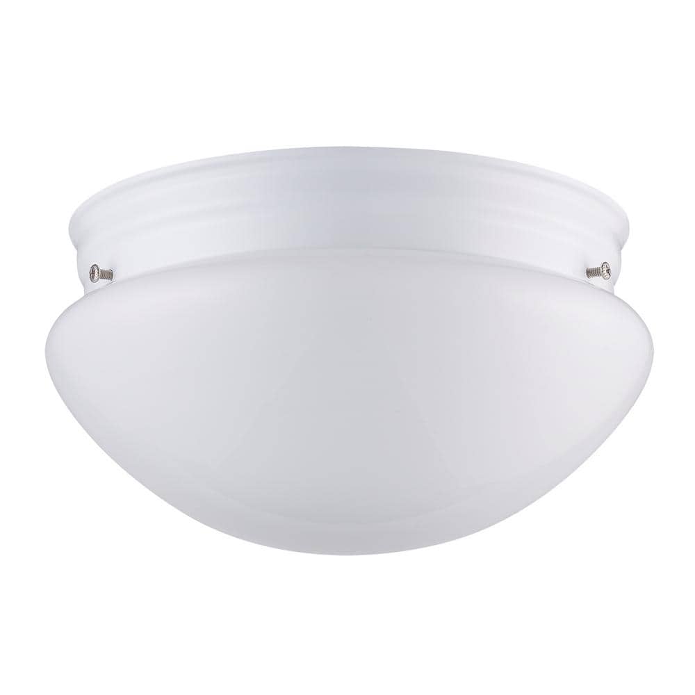 Modern 10" White Glass Drum Flush Mount Ceiling Light
