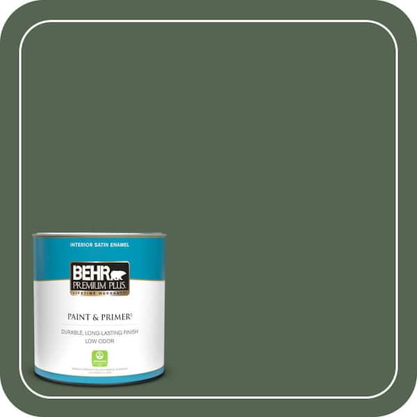 BEHR PREMIUM PLUS 1 qt. Home Decorators Collection #HDC-WR15-11 Deep Emerald Satin Enamel Low Odor Interior Paint & Primer
