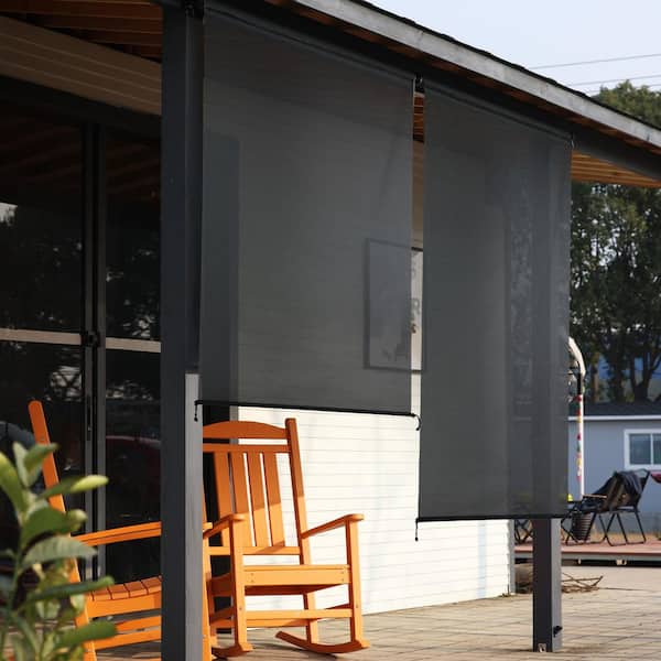 Aoodor 4 ft. x 8 ft. Gray Solar Fabric Roller Shades with Hand