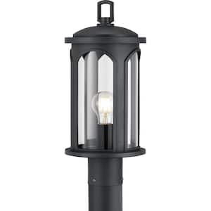Faywood 1-Light Matte Black Outdoor Post Lantern with Clear Glass