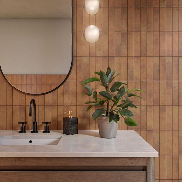 Loring Heights Rust 2 in. x 4 in. Glazed Porcelain Sample Tile