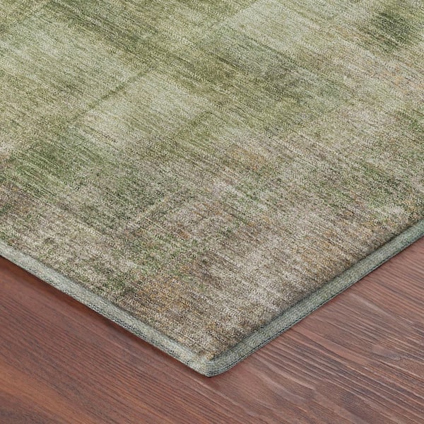 Mayfield Premium Machine Washable Abstract AMF2248 Aloe 9 ft. x 12 ft. Area Rug