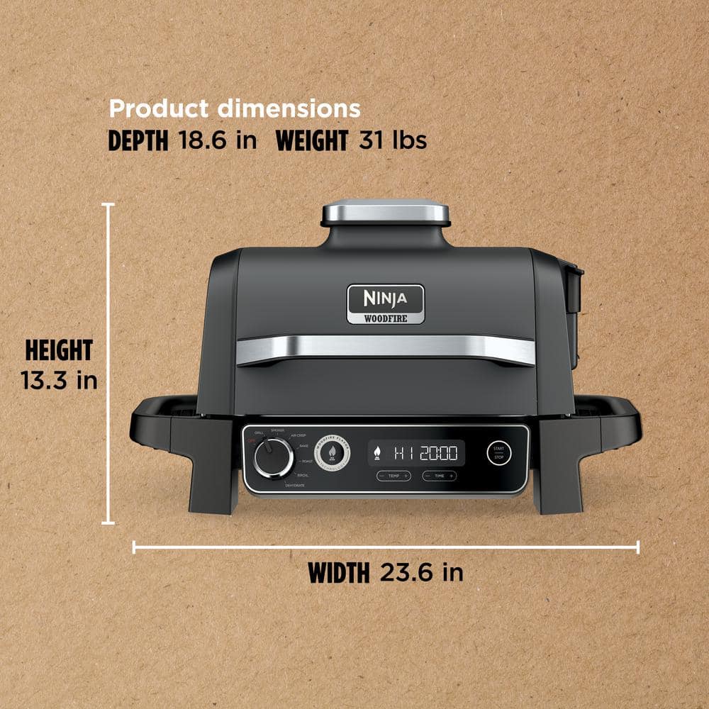 Ninja Woodfire 7-in-1 Gray Charcoal Outdoor Grill & Smoker