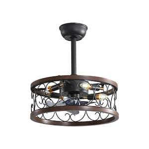 18 in. Caged 4 LED Bubbles 6 Speed Reversible Motor Brown and Black Indoor Ceiling Fan with Remote Control