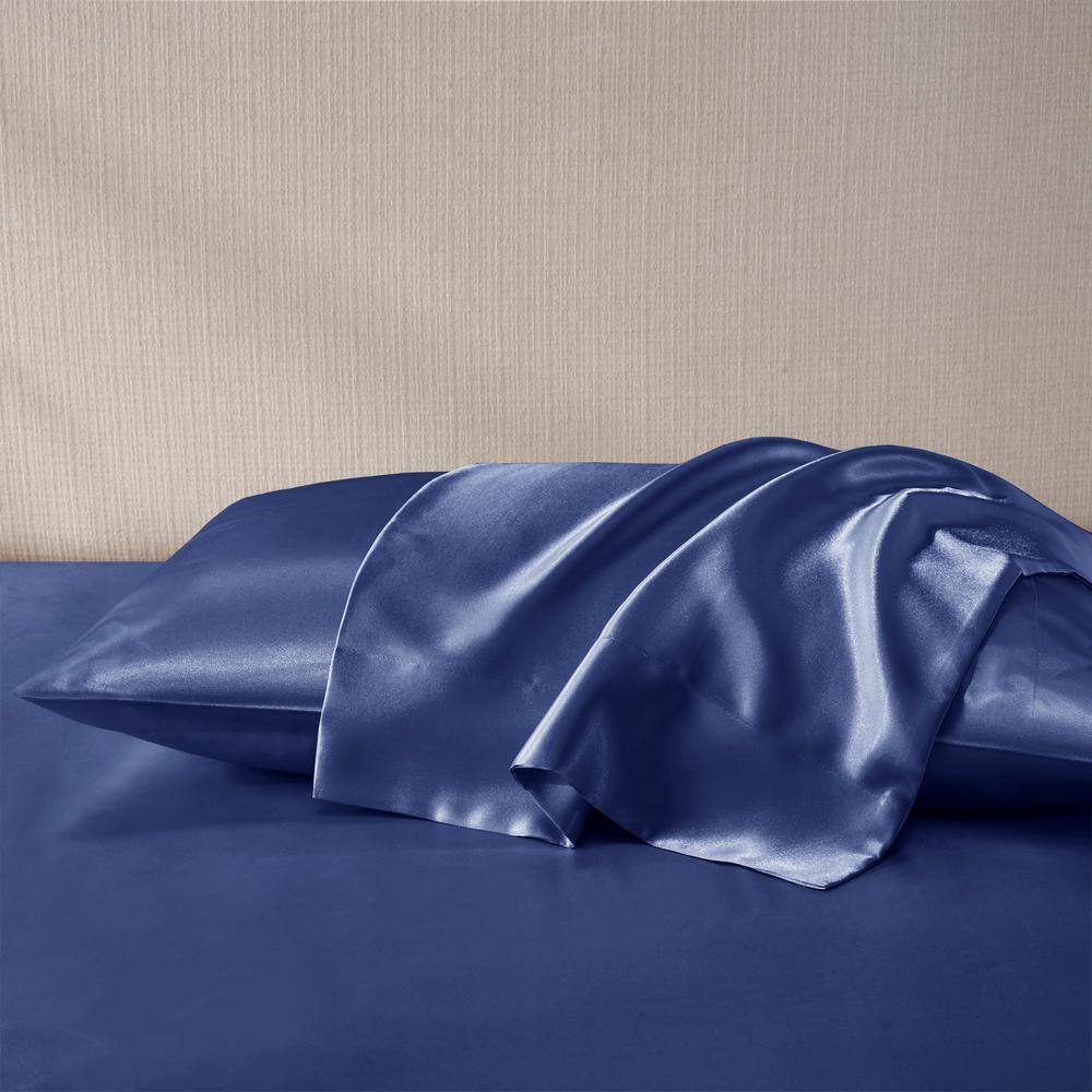 Navy Satin Standard/Queen Pillowcase Set