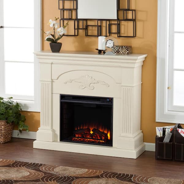 Dover 44.75 in. W Electric Fireplace in Ivory