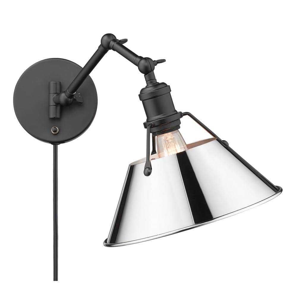 Modern Black Articulating Sconce with Chrome Shade