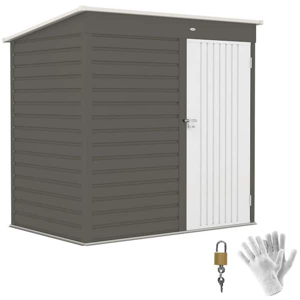 6 ft. x 4 ft. Outdoor Storage Shed Metal Garden Shed with Lockable Door and Gloves Tool Shed Light Gray