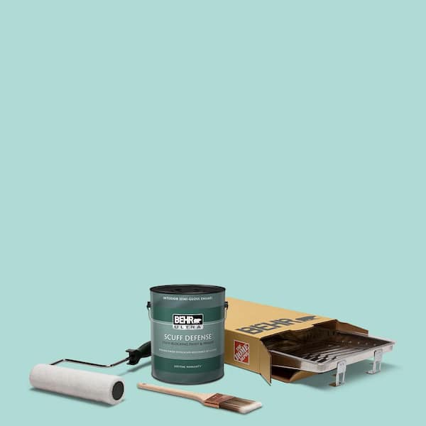 BEHR 1 gal. #M450-3 Wave Top Extra Durable Semi-Gloss Enamel Interior Paint and 5-Piece Wooster Set All-in-One Project Kit