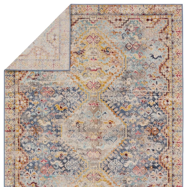 Esquire 9 ft. x 12 ft. Medallion Blue/Mulitcolor Indoor/Outdoor Area Rug