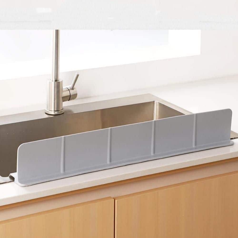 Wudkey 23 Inch Gray Kitchen Sink Splash Guard, Self Draining Silicone ...