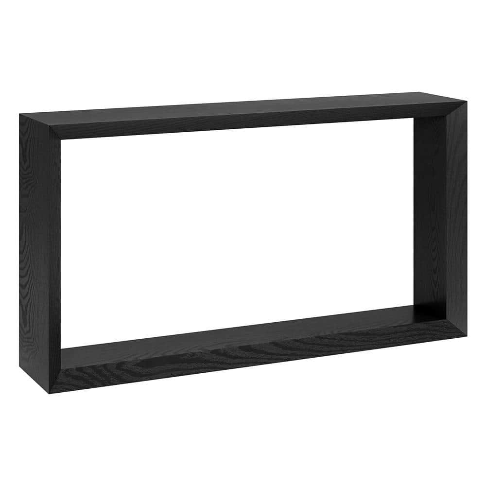 Black Grain 55" Rectangular Wood Console Table with Storage