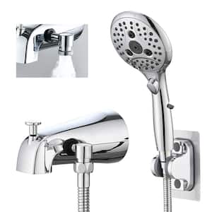 5.31 in. Lift-Up Diverter Tub Spout with 6-Spray Handheld Shower in Chrome