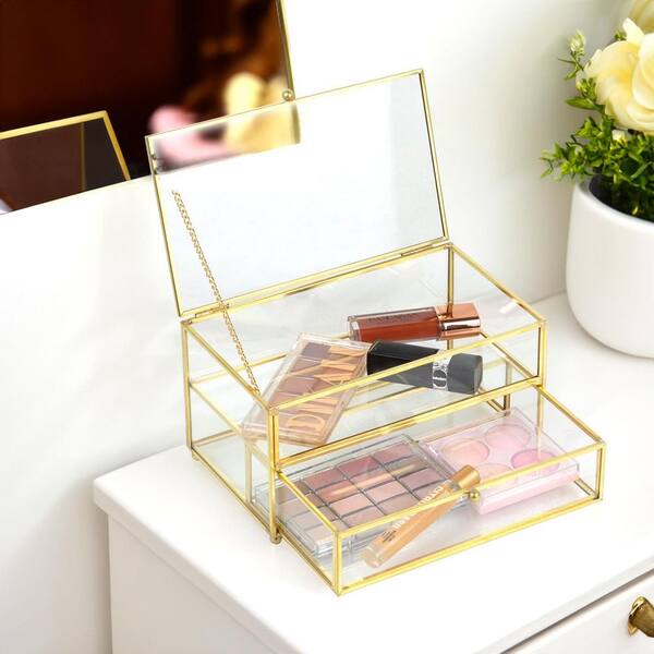 ヴィンテージ収納ボックス Vintage Collection Gold 7.9 in. x 4.3 in. Glass Decorative Storage