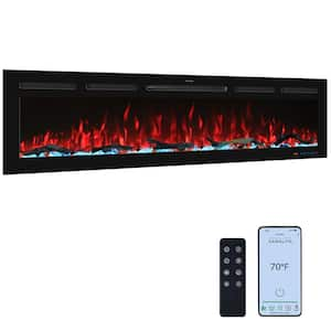 65 in. Wi-Fi Electric Fireplace Inserts, 13 Flame & Fuel Bed Colors, 5 Adjustable Brightness, Timer, Thermostat, Black