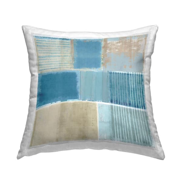 Stupell Industries Blocked Nautical Pattern Blue Geometric Polyester 18 in. x 18 in. Throw Pillow