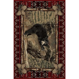 Lodge King Lazy Bear Multi-Colored 8 ft. x 10 ft. Area Rug