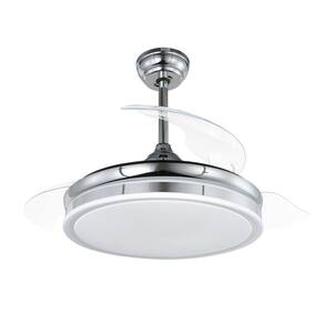 42 in. LED Chrome Retractable Ceiling Fan with Light and Remote Control