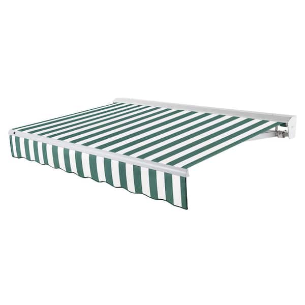 AWNTECH 24 ft. Destin Left Motorized Retractable Awning with Hood (120 in. Projection) in Forest/White
