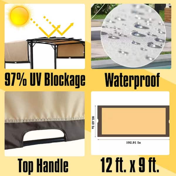 Universal Canopy Cover Replacement for 12 ft. x 9 ft. Curved Outdoor Pergola Structure