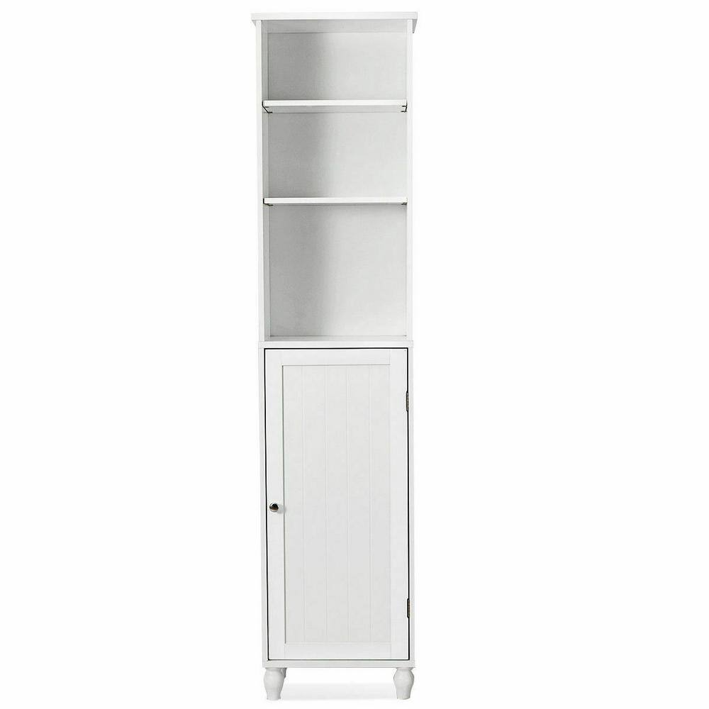 Costway 15 in. W x 9 in. D x 63.5 in. H Bathroom Storage White Linen ...