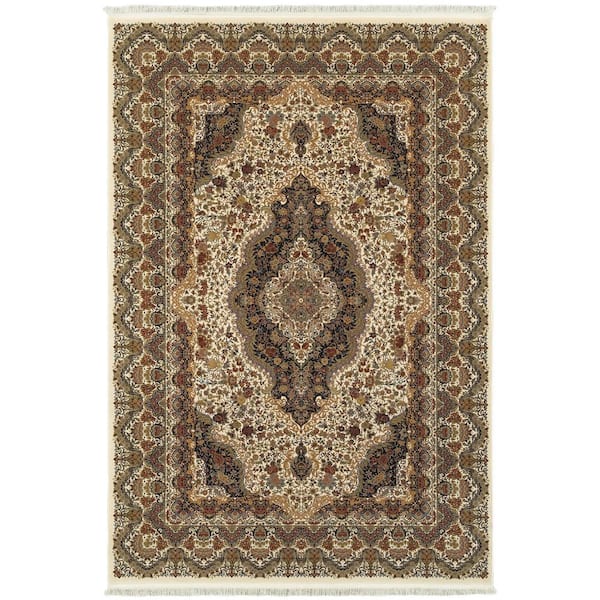 8 ft. x 10 ft. Ivory Oriental Washable Area Rug