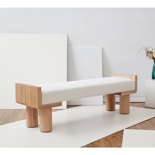 SAFAVIEH Iryna Ivory/Natural Entryway Bench 64 in.