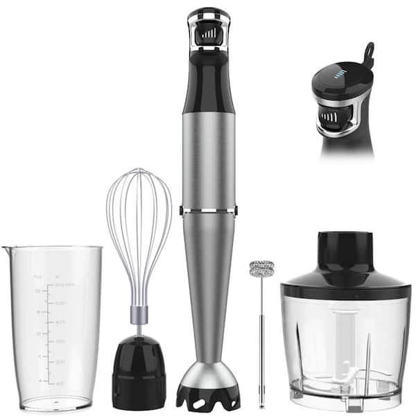 MultiUse 5-Speed Black Hand Blender Set Pizza Making Accessory Kit for Smooth Puree, Soup, Sauce and Pizza Topping Prep