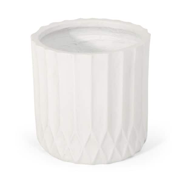 Noble House Gilmanton 12.5 in. Tall Antique White Concrete Outdoor Patio Lightweight Planter