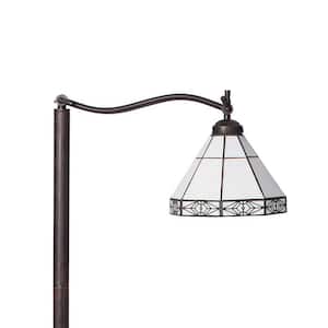 58 in. 1-Light Nayeli Mission White and Bronze Finish Floor Lamp with Foot Switch