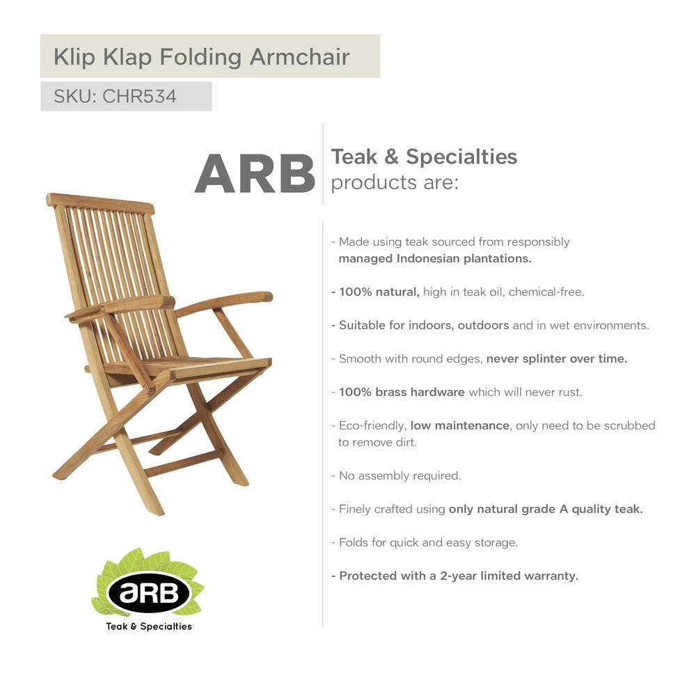 Honey Teak Wood Folding Dining Armchair