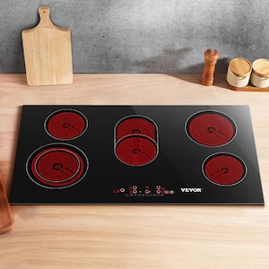 Built in Electric Stove Top 35.4 x 20.5 in. 5-Burners Ceramic Glass Radiant Cooktop with Timer and Child Lock