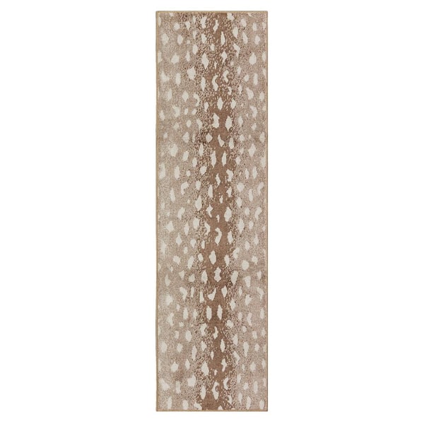 Mohawk Home Cascade Antelope Taupe 2 ft. 1 in. x 5 ft. Modern Contemporary Animal Print Antelope Runner Rug