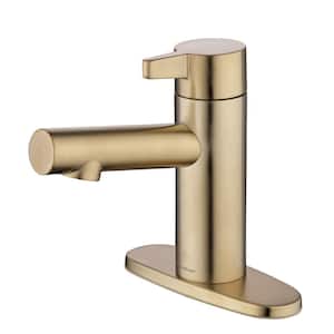 Modern Single Hole Touchless Single-Handle Bathroom Faucet in Matte Gold
