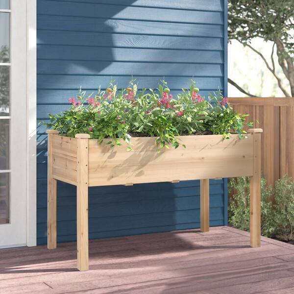 Veikous Outdoor Wooden Raised Garden Bed Vegetable Flower Planter Pg0102 01 The Home Depot