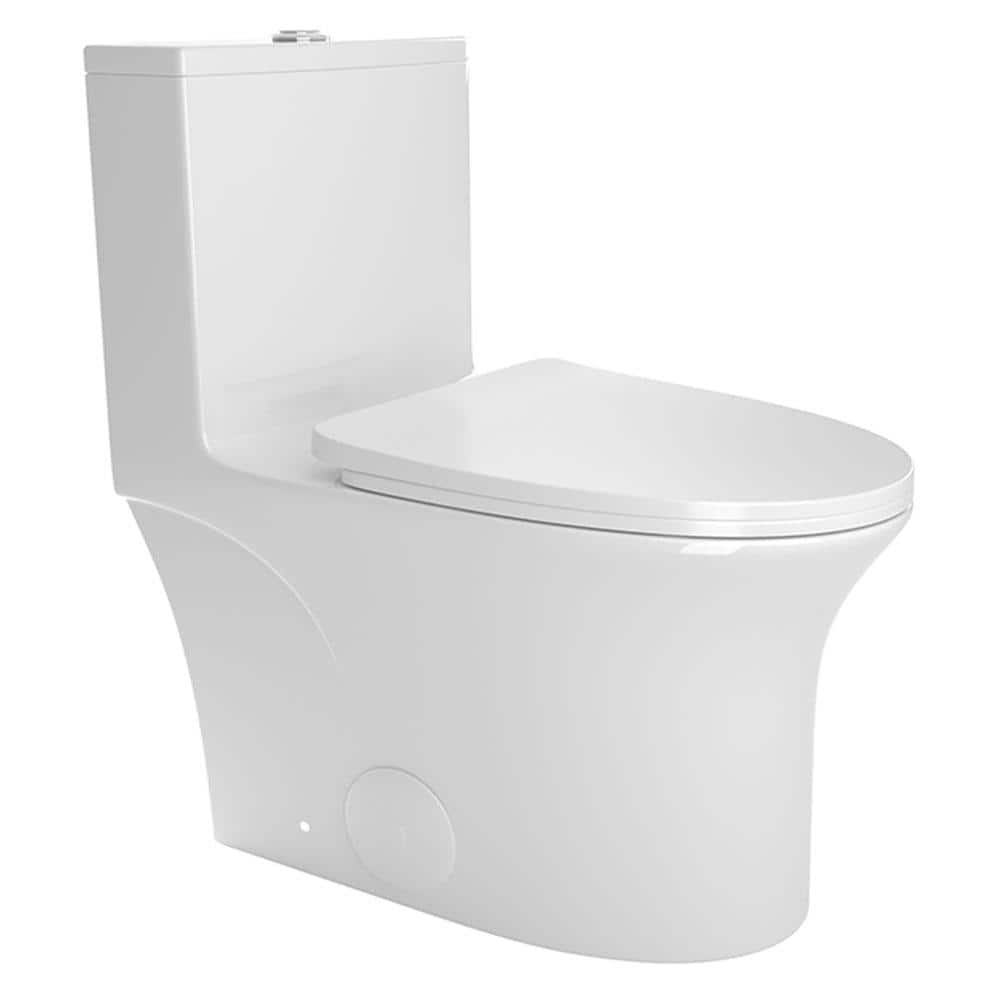 1-Piece 1.1/1.6 GPF Dual Flush Elongated Toilet Comfort Height Floor Mounte
